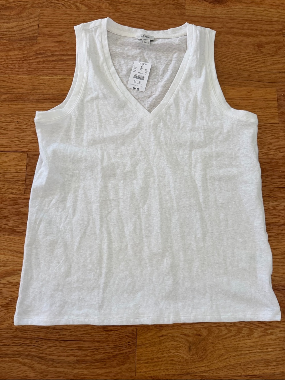 J. Crew Classic Slub Cotton V-Neck Tank Top Women’s Size Small White NEW